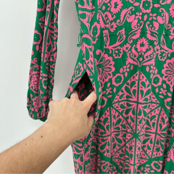 BODEN Women's Placement Print Jersey Dress Green Mosaic Terrace Size 10 - Picture 6 of 7